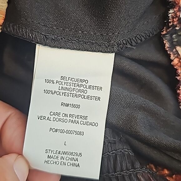 Altar'd State -670 Black Floral V-Neck Long Sleeve Tie Back Smocked Hem Blouse L - Picture 5 of 7